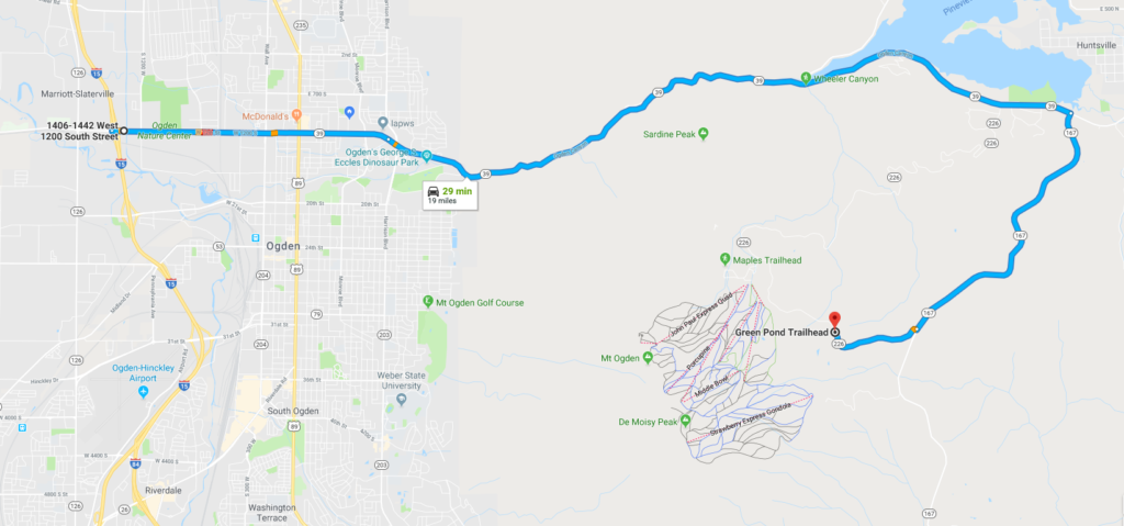 Map to Green Pond Trail trailhead