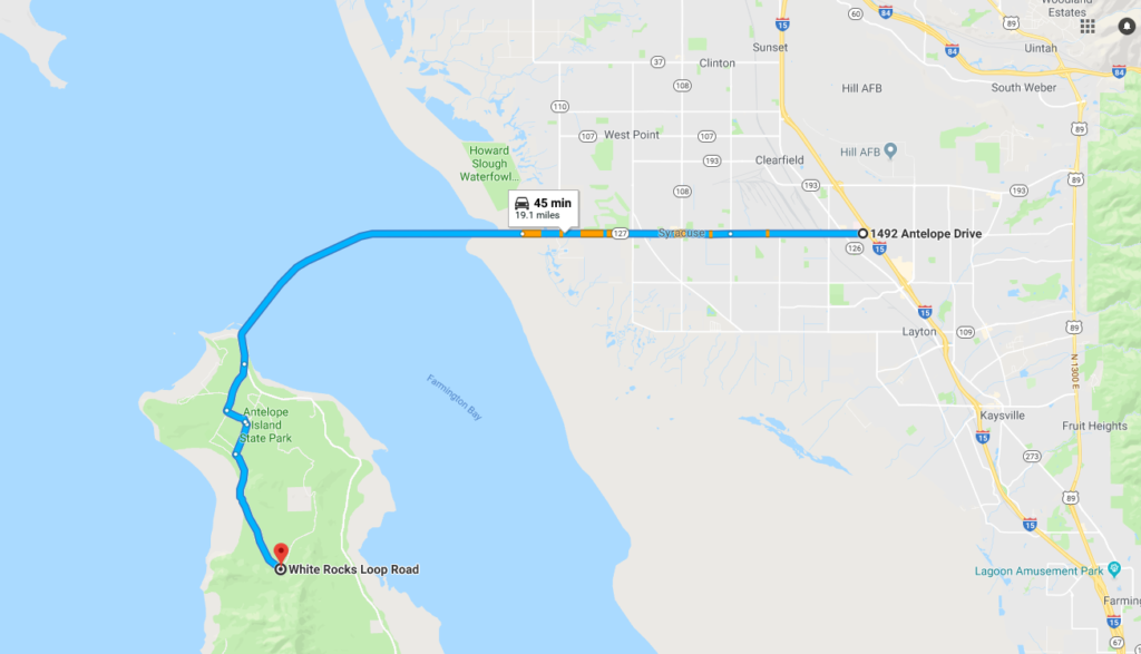 Map to Antelope Island Elephant Head Trail